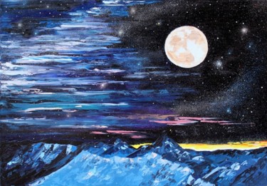 Картина под названием "Talking to the Moon" - Victoria Raznatovskaya, Подлинное произведение искусства, Другой