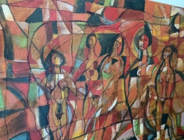 Pittura intitolato "Mujeres esotericas…" da Rigoberto Reyes, Opera d'arte originale, Acrilico Montato su Pietra