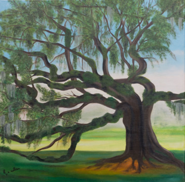 Peinture intitulée "Les Arbres du Bayou…" par Renée C. Achour, Œuvre d'art originale, Huile