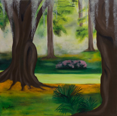 Peinture intitulée "Les Arbres du Bayou…" par Renée C. Achour, Œuvre d'art originale, Huile