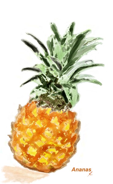 Arts numériques intitulée "Ananas" par Rc Digipainter436, Œuvre d'art originale, Peinture numérique