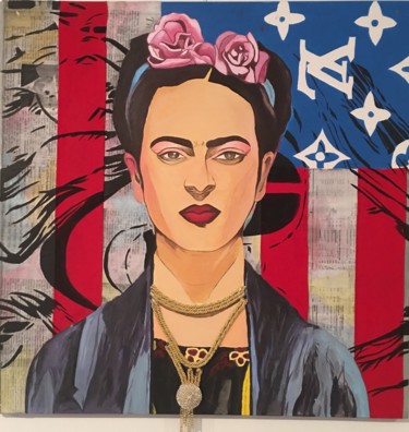 Ζωγραφική με τίτλο "Frida Kahlo" από R.Çağlar Oğuz, Αυθεντικά έργα τέχνης, Ακρυλικό