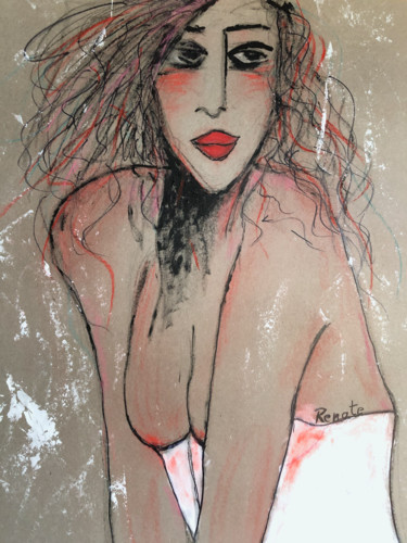 Peinture intitulée "Woman wearing a whi…" par Renate Dartois, Œuvre d'art originale, Acrylique