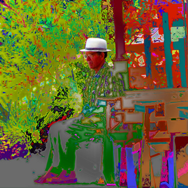 Digitale Kunst mit dem Titel "Joe sitting in the…" von Rea Schenk, Original-Kunstwerk, Fotomontage