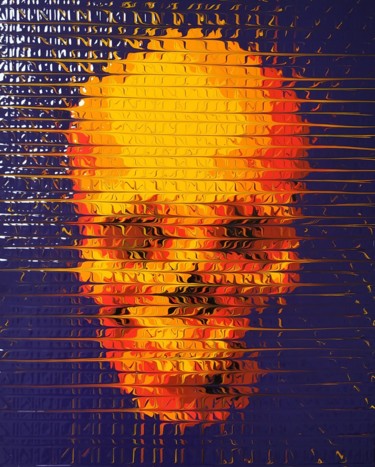 Painting titled "Skull fire 2" by Reba, Original Artwork, Acrylic