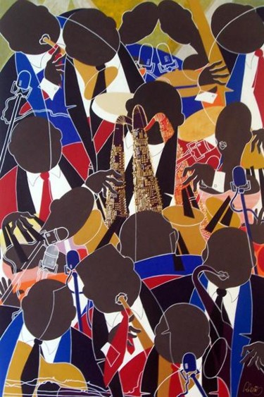Painting titled "JAZZ BAND" by Fathi, Original Artwork, Oil
