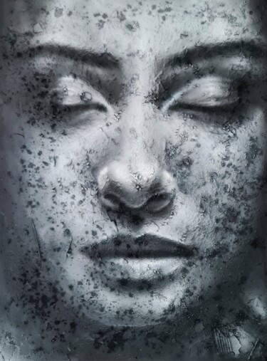 Картина под названием "Close your eyes" - Rebeb, Подлинное произведение искусства, Акрил Установлен на Деревянная рама для н…
