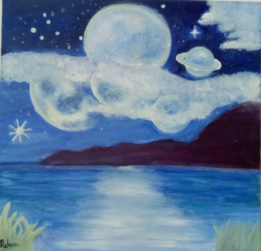 Painting titled "Starry Night" by Rebeca Staicu, Original Artwork, Oil