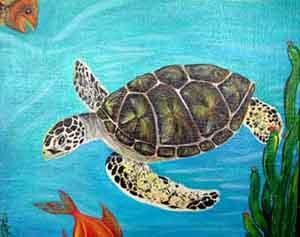 Peinture intitulée "Turtle" par Rebecca, Œuvre d'art originale, Acrylique