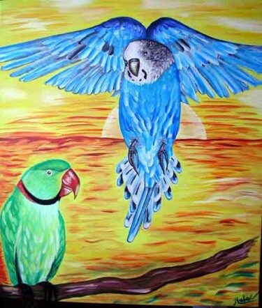 Painting titled "Rencontre mystique" by Rebecca, Original Artwork