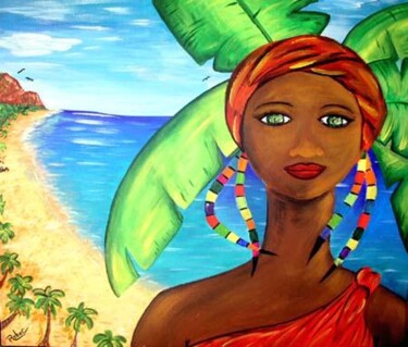 Peinture intitulée "Coconut beach" par Rebecca, Œuvre d'art originale