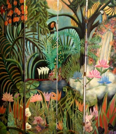 Painting titled "Moonlight Jungle" by Rebecca Both, Original Artwork, Other