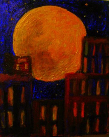 Pintura titulada "Moon in West Hollyw…" por Rebecca Both, Obra de arte original