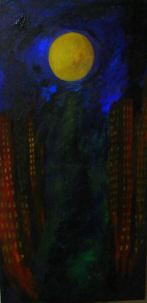 Painting titled "Moon while driving" by Rebecca Both, Original Artwork, Other