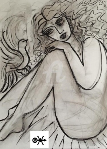 Drawing titled "VENUS" by Rebecca Hirtes, Original Artwork, Charcoal