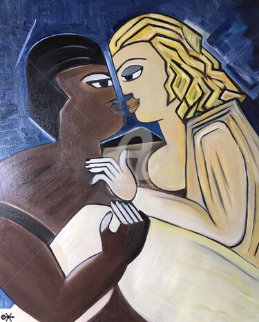 Pintura titulada "LOVER KISS" por Rebecca Hirtes, Obra de arte original, Oleo