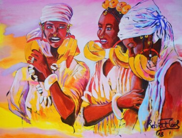 Pintura intitulada "Jour de fête" por Rebecca Kouassi, Obras de arte originais, Óleo