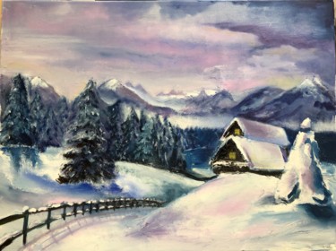 Painting titled "L’hiver" by Rebecca Raïc Soria, Original Artwork, Oil