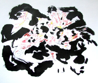Desenho intitulada "Encre et couleur" por Rebecca Behar, Obras de arte originais, Tinta