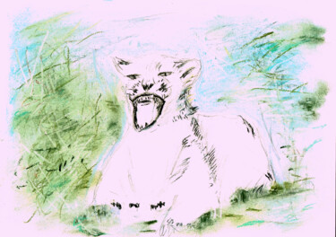 Dessin intitulée "Tigre" par Rebecca Behar, Œuvre d'art originale, Pastel