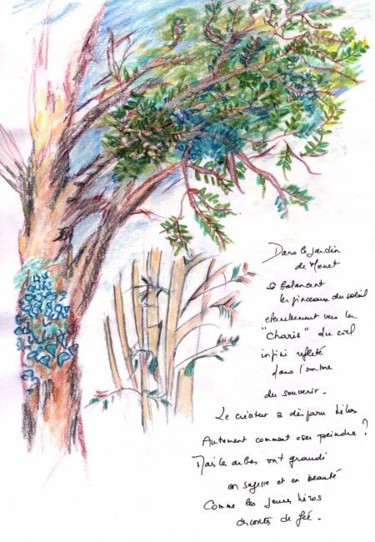 Dibujo titulada "POESIE JARDIN" por Rebecca Behar, Obra de arte original