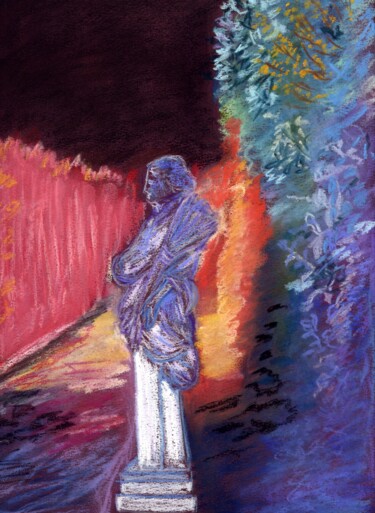 Drawing titled "Nuit Versailles" by Rebecca Behar, Original Artwork, Pastel