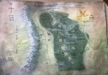 Painting titled "Wilderland Map from…" by Rebecca Maness, Original Artwork, Watercolor
