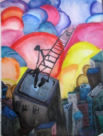 Картина под названием "Stairs to Heaven" - Rebeka, Подлинное произведение искусства