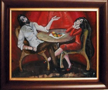 Картина под названием "Breakfast with Jesus" - Rebeka, Подлинное произведение искусства, Масло