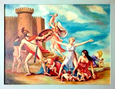 Pintura titulada "El rapto de las sab…" por R. Navarro, Obra de arte original, Oleo