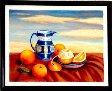 Pintura titulada "Naranjas" por R. Navarro, Obra de arte original, Oleo