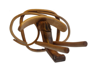 Skulptur mit dem Titel "Elefánte" von Recuperart, Original-Kunstwerk, Holz Auf Metall montiert