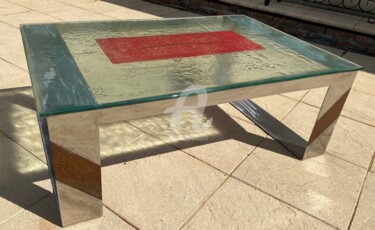 Design intitulée "Table basse Métal v…" par Recyclage Design - Réanimateur D'Objets , Œuvre d'art originale, Meuble