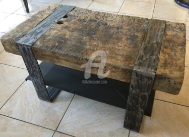 Design mit dem Titel "table basse billot…" von Recyclage Design - Réanimateur D'Objets , Original-Kunstwerk, Möbel