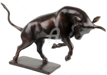 Escultura intitulada "taureau bronze" por Recyclage Design - Réanimateur D'Objets , Obras de arte originais, Bronze