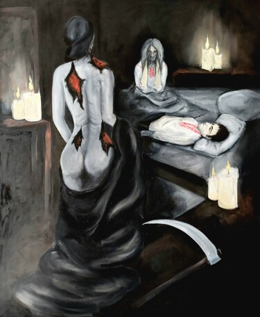Till Death Do Us Apart Pittura intitolato "Till Death Do Us Ap…" da Red Komar, Opera d'arte originale, Olio Montato su Telaio per barella in legno