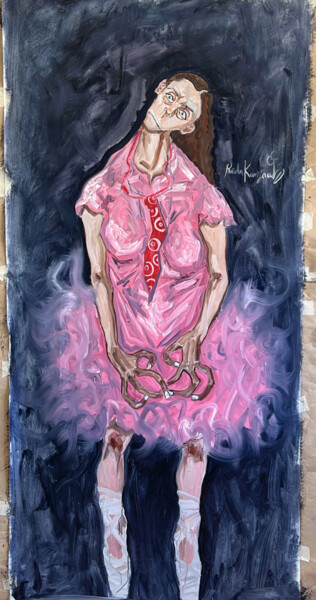 Painting titled "Ballerina" by Reda Kanzaoui, Original Artwork, Oil Mounted on artwork_cat.