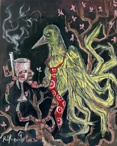 Pittura intitolato "Bird" da Reda Kanzaoui, Opera d'arte originale, Olio