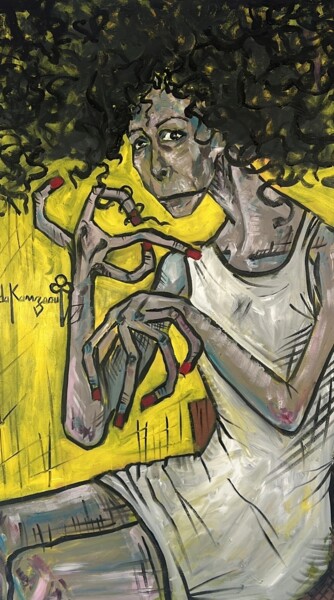 Pintura titulada "curly women" por Reda Kanzaoui, Obra de arte original, Acrílico
