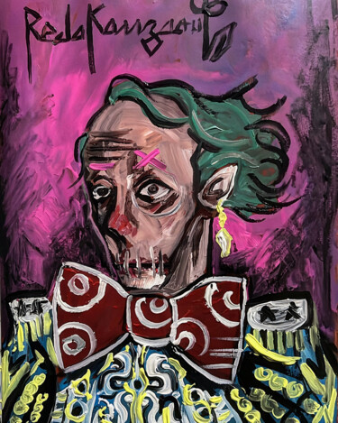 Peinture intitulée "clown portrait 1" par Reda Kanzaoui, Œuvre d'art originale, Acrylique