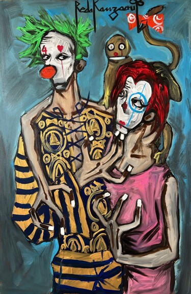Schilderij getiteld "Clowns2" door Reda Kanzaoui, Origineel Kunstwerk, Acryl