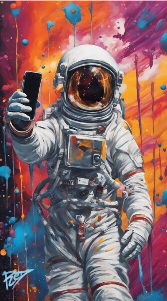 Digitale Kunst getiteld "Astro-Selfie" door Redanovitch, Origineel Kunstwerk, Digitaal Schilderwerk