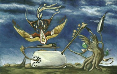 Peinture intitulée "Le rituel de phenix" par Benidiri Redha, Œuvre d'art originale