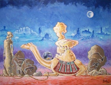 Painting titled "La monde sur le dos…" by Benidiri Redha, Original Artwork, Oil
