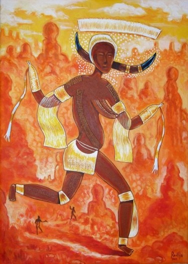 Peinture intitulée "La prêtresse d'Idja…" par Benidiri Redha, Œuvre d'art originale, Huile