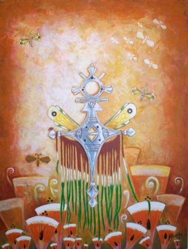 Peinture intitulée "Vol de papillons ja…" par Benidiri Redha, Œuvre d'art originale