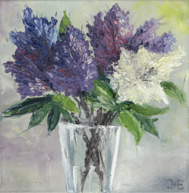 Painting titled "LILAC - oil paintin…" by Katerina Zhuchenko (RedHeadKat), Original Artwork, Oil