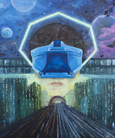 Painting titled "VR (Virtual Reality)" by Katerina Zhuchenko (RedHeadKat), Original Artwork, Oil