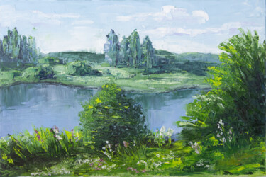 Картина под названием "Lake" - Katerina Zhuchenko (RedHeadKat), Подлинное произведение искусства, Масло