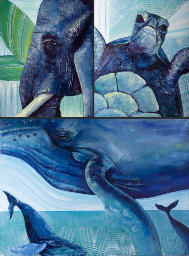 Pintura titulada "Pillars. Triptych" por Katerina Zhuchenko (RedHeadKat), Obra de arte original, Acrílico